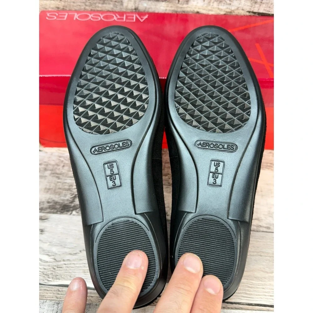 Aerosoles Betunia Black‎ Suede Women Loafer Flats Size 5M